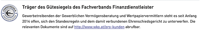 Gütesiegel Finanzdienstleiser